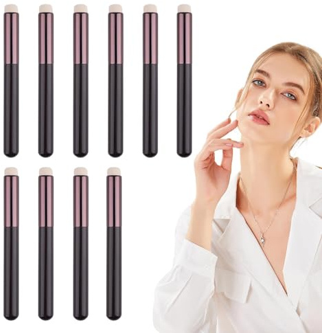 Läppborste för resor, läppborste, applikator, set med 10 rese-läppstiftsborstar, läppmakeupborste med rund ände, multifunktionell rese-läppstiftsborste för läppstift, läppglans