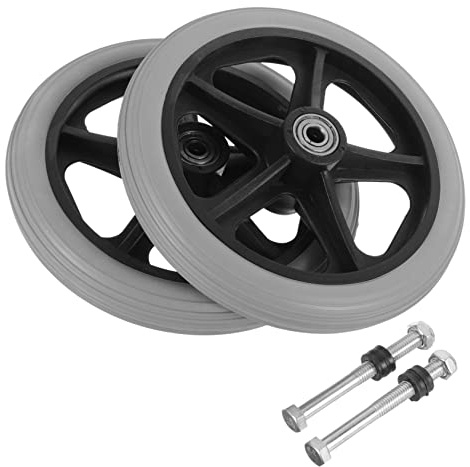 Hoement 2pcs Solid Front Wheels for Wheelchairs Non- Replacement Casters Easy Installation Wheelchair Parts for Smooth Mobility
