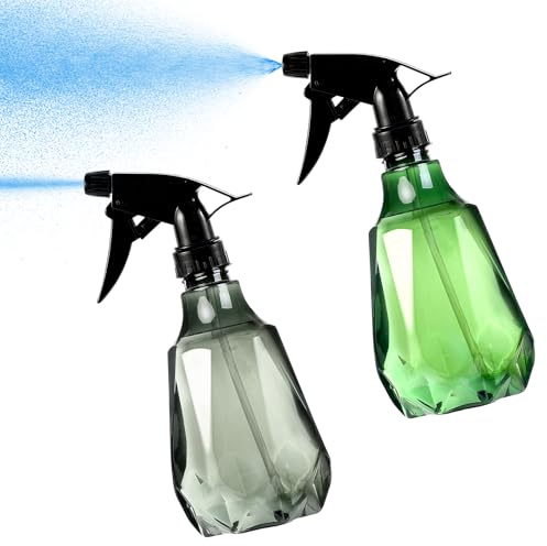 SilverChry 2 Pcs Botella de Aerosol, Pulverizador de 500 ml, Atomizador Vacío con Cabezal Ajustable, Botella Spray Pulverizadora Plástico Recargable para Flores, Plantas y Limpieza del Cabello.