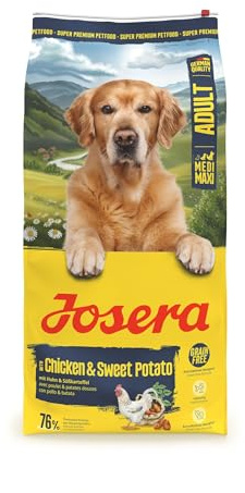JOSERA Huhn & Süßkartoffel (1 x 12,5 kg) | Adult | Premium Trockenfutter für ausgewachsene & sportliche Hunde mittlerer & großer Rassen | mit Erbse & ohne Kartoffel | getreidefrei | 1er Pack