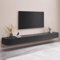 Mueble de TV montado en Pared con cajones, Banco Negro de Madera con diseño de Cables Ocultos(Black-24cm,140cm)