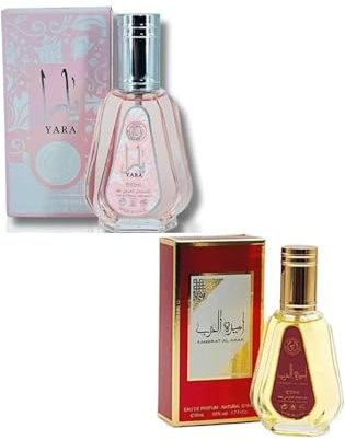Yara et Ameerat Al Arab, Lot de 2 Parfums 50ml - Parfum vaporisateur Femme Longue Tenue - 2 Senteurs différentes - Orientale et Sucrée By Douceur Orientales.