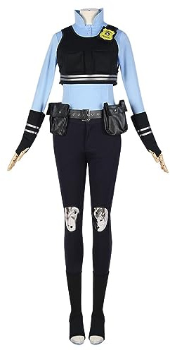 COSLANDERS Costume Judy Hopps pour femmes avec accessoires, uniforme de policier pour Halloween, combinaison Judy Hopps (Style 2, hauteur : 150 cm)