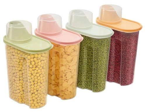 KingSaid Boîtes Alimentaires, 2.2L Lot de 4 Boite Hermetique Alimentaire Pour Conserver Les Céréales Avec Bec Verseur, Boite de Rangement Cuisine, Pour Céréales, Farine et Aliments Secs