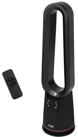 Russell Hobbs Bladeless Electric Heater & Cooling Fan 2000W with Remote Control in Black, 10 Fan Speeds & 4 Modes, Hot & Cool with Touch Control, and LED Display, 8-hour Timer, RHBHC2030B