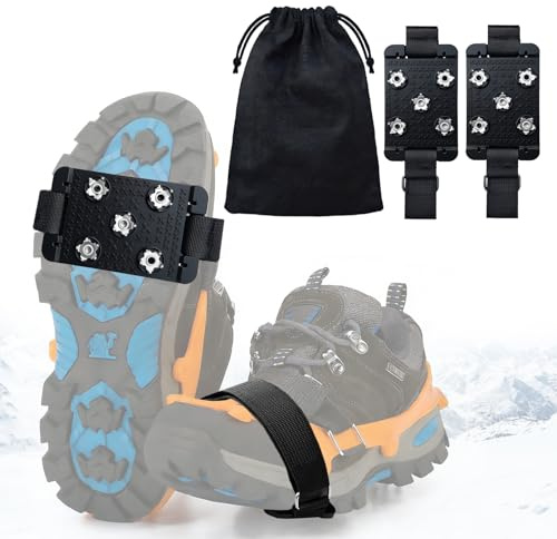 Lysjoy Crampones Nieve Hielo, Crampones Ligeros con Bolsa de Almacenamiento, Grampones Para Hielo y Nieve pour Chaussures D'hiver, TraccióN Para Botas de Senderismo, Escalada y MontañIsmo