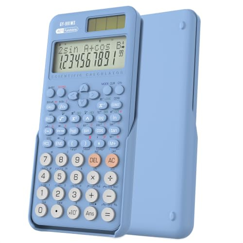 NEWYES Calculatrice Scientifique avec Couvercle Protection 991MS-II, Bleu | 401 Fonctions, Solaire et Piles, Double Affichage, Idéal pour le Collège, Lycée, Université, Bureau, Examens