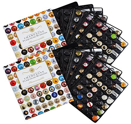 Leuchtturm, 2 Albums Champagne, 2 paquets de 5 feuilles supplémentaires noires, pour 840 capsules