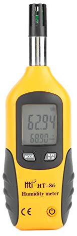 Digital Humidity Thermometer, HT-86 Handheld Bulb/Dew Point Temperature Meter LCD Display Humidity Monitor for Indoor & Outdoor Use