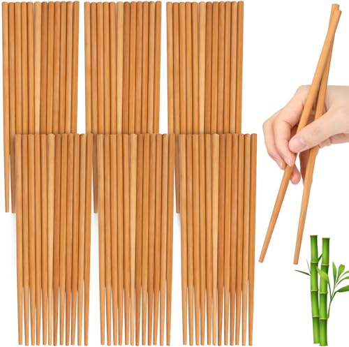 Jucoan 100 Pairs Bamboo Chopsticks Reusable, 9.5 Natural Unpainted Non-Slip Bamboo Chop Sticks, Lightweight Bulk Wooden Chopsticks for Home Restaurant Party, Sushi, Noodles