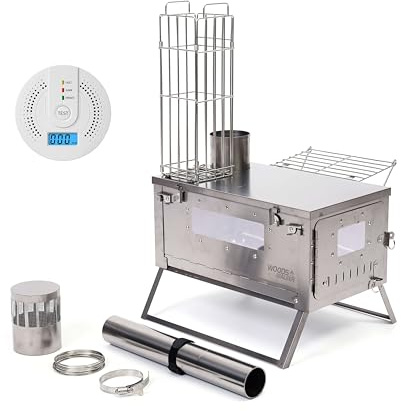 Camping Tent Stove,Portable Wood Burning Stove with Chimney,Ultra-Light Folding Outdoor Camping Stoves Cooking Grill,for Tents,Shelters, Yurts