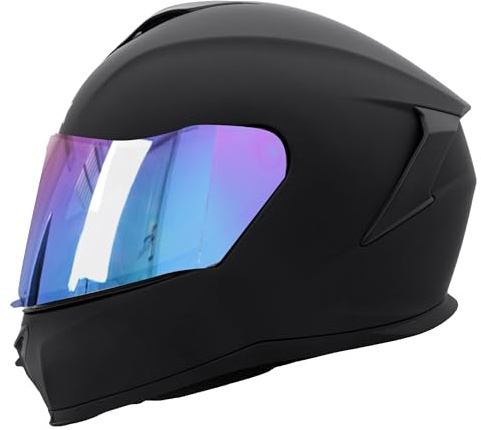 Zorax Falcon Full Face Motorbike Helmet + Extra Iridium Visor | Matt Black L (59-60cm) Motorbike Motorcycle Helmet Road Legal ECE 2206