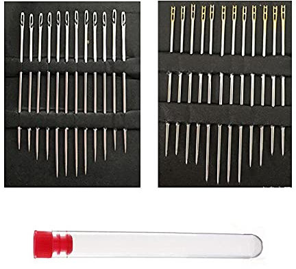 XINGSUI 24 Stück automatische Einfädelnadeln, 12 Blindnadeln für jeden der beiden Stile, Handnähnadeln mit automatischem Einfädeln, geeignet für blinde und ältere Stopfnadeln