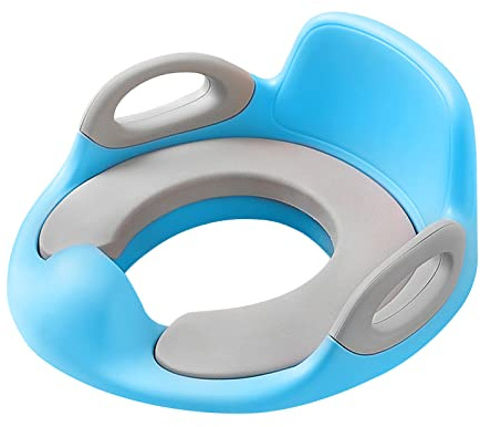YUENFONG Sedile WC per bambini e bambine, antiscivolo, per WC rotondo e ovale, blu + grigio