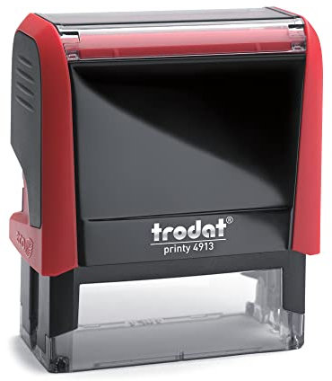 Trodat Printy 4913 - Custom - Gehäusefarbe Rot (Abdruckfarbe Blau) - 58x22mm - 6 Zeilen - personalisierbarer Namensstempel, Adressstempel oder Firmenstempel