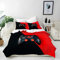 ANHOPE Gamer Duvet Cover Set Soft Lightweight 3Pcs Bedding Set with 2 Pillowcase Black Red Video Game Gamepad Controller Print Pattern Kids Boys Girls Teens Gaming Quilt Cover with Zipper Double Size