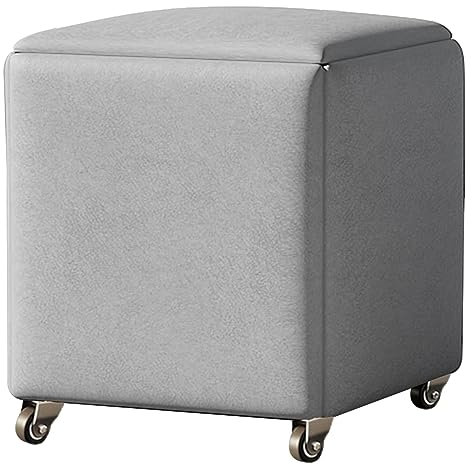 5-in-1-Aufbewahrungshocker, magischer Würfel-Stuhl mit Rollen, stapelbarer Ottoman-Würfelstuhl, stapelbare Hocker für Wohnzimmer, Esszimmer, Küche (45x45x45cm,Hellgrau)