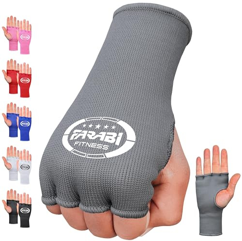 Farabi Sports Bandages de Boxe Demi-Doigts élastiques sous Les Gants sans Rembourrage en Gel pour MMA, Muay Thai, entraînement, Sports de Combat, Kickboxing et Arts Martiaux