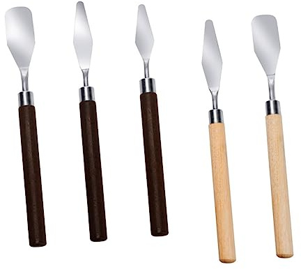 Set 5 Spatole per Artisti in Metallo e Legno, Marrone