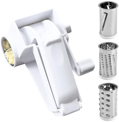 FaAmour Parmesanreibe mit drei Reibmöglichkeiten, Käsereibe mit Kurbel, leicht zu reinigende multifunktionale Käsereibe für Käse und Schokolade