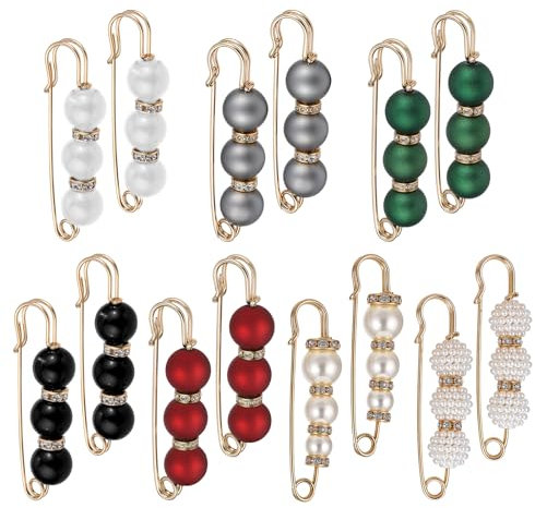 14 Stück Perlen Brosche Sicherheitsnadel Brosche, Faux Perle Broschen, Hosen Taillenspanner, Dekorative Sicherheitsnadeln Für Damen, Kleidung, Kleider, Dekoration, Accessoires