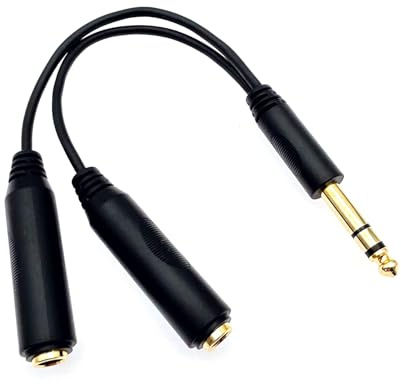 JZK Cavo splitter a Y jack stereo da 1/4, maschio a doppio jack da 1/4, 6,35 mm, cavo splitter audio doppio jack da 6,35 mm, adattatore splitter stereo TRS convertitore cavo per cuffie