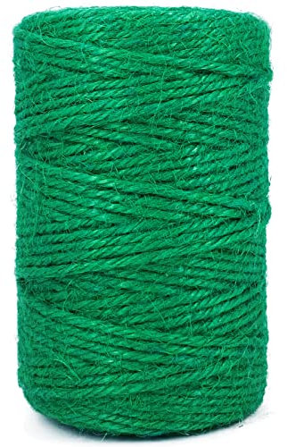 Leecogo Green 3mm Jute Twine 328 Feet 100m for Gardening, Plant Tying, DIY Crafts, Gift Wrapping, Home Decor, and Decorative Projects