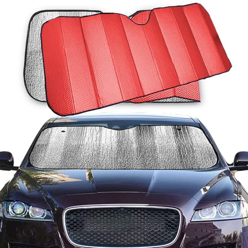LEIVESTE - Parasole Auto Interno Pieghevole, Protezione UV 99%, Universale per Auto, SUV e Furgoni (Rosso)