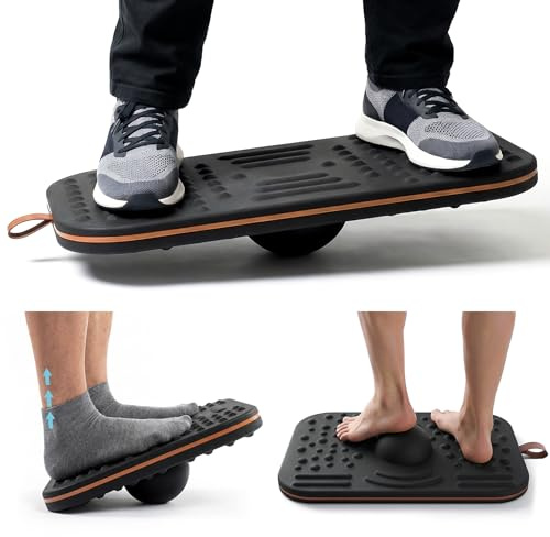 ERGO COLLECT Balance Board For Standing desk, 2-in-1 Dual-Sided Balance Stability Trainer & Anti-Fatigue Standing Mat,Calf Stretcher,Exercise Balance,For Home,Gym,Office