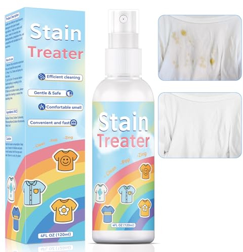 Stain Remover for Clothes, Powerful Fabric Stain Treater Sprayfor Grease, Sweat, Ink, Wine and Food, Safe on Whites and Colors, Easy Spray Spot Treatment for Babywear 120ml (1, Blue)