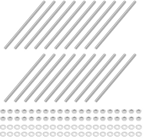 QUARKZMAN 20 stycken gängstänger M4 x 80 mm, rostfritt stål skruvskruvar, gängstift med 40 st sexkantsmuttrar och 40 st brickor, helgängad stång för möbler, maskiner