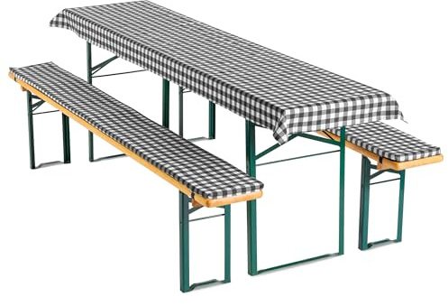 Gräfenstayn® Annabelle Biertischauflagen-Set mit Sitzpolsterung 3 TLG für Bierzeltgarnitur - 70cm oder 50cm Tischbreite - Öko-Tex Siegel Standard 100: Geprüftes Vertrauen (50x220cm, anthrazit)