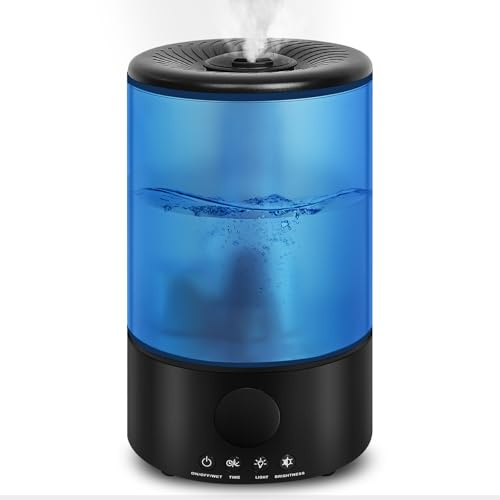 ZStarlite Top-Fill Humidificateur de chambre à coucher, 3,2 l, 360 °, ultra silencieux, avec arrêt automatique, pour chambre d'enfant et plantes, bleu