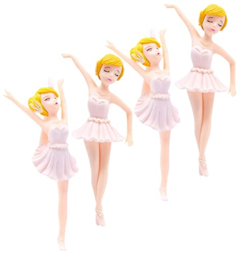 Luxshiny 4pcs 4pcs Ballerina Cupcake Toppers Elegant Dance Cake Decorations for Birthday Party Ballet Girl Statue Reusable Cake Ornaments Classic White and Soft White