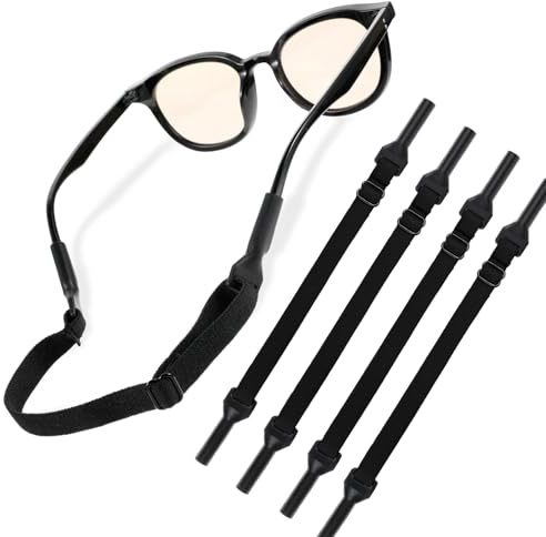 Febbya 4 Pack Adjustable Anti-Slip Glasses Strap,Sports Band for Eyeglasses & Sunglasses,Glasses Lanyard for Men Women & Kids,Secure Holder for Running,Cycling,Daily Use