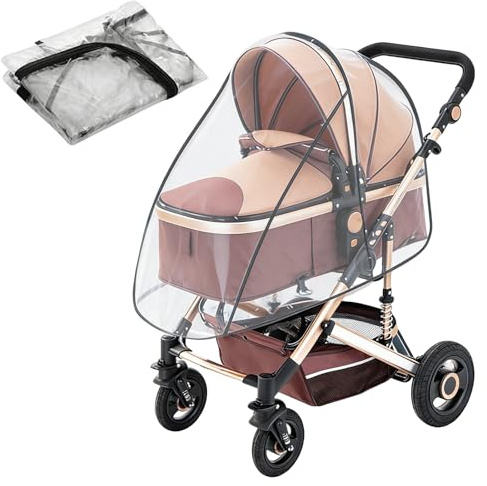 Universal Rain Cover for Pushchair & Pram - Clear EVA Weather Shield | Durable Waterproof Protection for Baby Stroller, Toddler Buggy in Heavy Rain & Wind