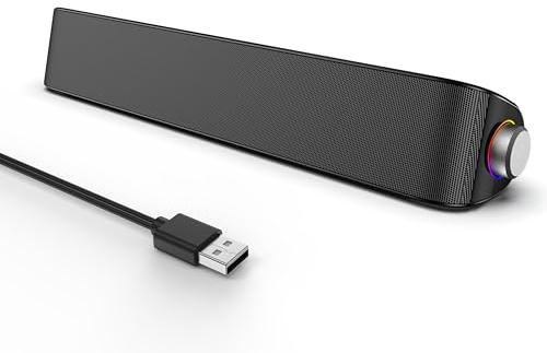 Memzuoix Ljudutgång via USB för Dator med Bluetooth 5.3, Kompakt Bordshögtalare för PC och Bärbar Dator, Effekt 6 W, Enkel Volymkontroll, ingen Integrerad Batteri