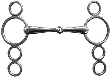 Jazuaiao Stainless Steel Gag Bit Horse Bit Jointed Mouth 3 Rings Metal Gag Loose Rings Horse Equipment Easy to Use Loose Equipment
