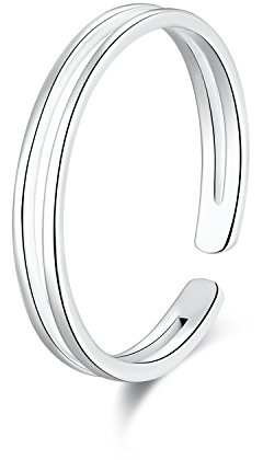 925 Sterling Silver Thin Line Minimalist Open Cuff Toe Ring Band For Women Size 2-4