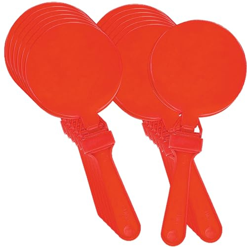 Red Round Hand Clapper Noisemakers - Set of 12 - Party Favors, Classroom Handouts