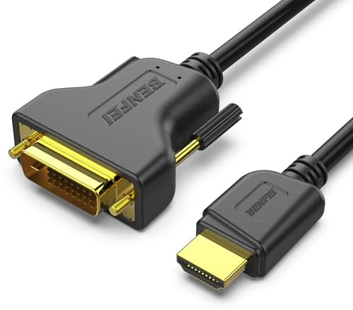 BENFEI HDMI auf DVI Kabel, 0,9 m, bidirektional, DVI-D 24 + 1 Stecker auf HDMI-Stecker, High Speed Adapterkabel, kompatibel mit 1080P Full HD Kompatibel für Raspberry Pi, Roku, Xbox One, PS4 PS3