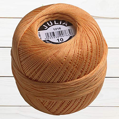 GB Wolle JULIA Häkelgarn 10 100% Baumwolle 50g 280m Filethäkeln Filethäkelgarn (Ockergelb 1216)