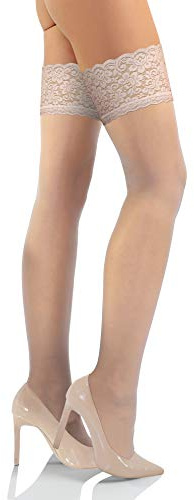 Sesto Senso Hållstrumpor Med Spets 15 DEN Fina Strumpor Kvinnor 1/2 XS/S Sand Ivory Cream Färger