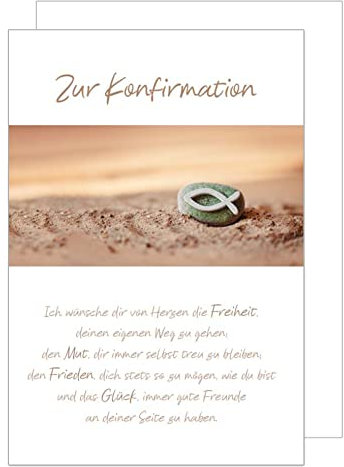 Edition Seidel Premium Glückwunschkarte zur Konfirmation mit Umschlag. Konfirmationskarte mit Spruch Karte Grusskarte Stein Fisch Junge Mädchen (KF290 SW022)