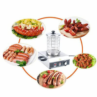Machine à hot-dog électrique - Chauffe-saucisses - Hotdog - 350 W - En acier inoxydable - Chauffe-saucisses électrique - Fabricant de cylindres commerciaux - Chauffe-plats
