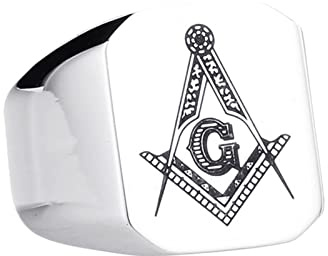 Homxi Bague Homme Punk,Bague Maçon Maçonnique Bague Acier Inoxydable Homme Argent Bague Punk Taille 67