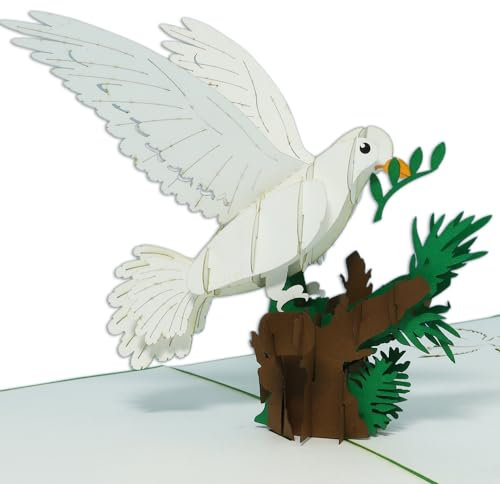 LINPOPUP®, LIN17766, Pop - Up 3D Karte, Glückwunschkarte zur Kommunion, Konfirmation, Taube, N715