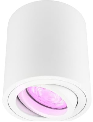 Ledvion - Faretto LED a montaggio superficiale, Rotondo, Dimmerabile, 5W, RGBWW, Wifi, App, Lampada da soffitto