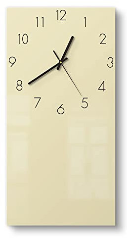 DEQORI Glasuhr | horizontal 30x60 cm | Unifarben - Beige | große XXL Design Uhr aus Glas | leise Wanduhr für Wohnzimmer & Küche | Moderne Hingucker Uhr für die Wand