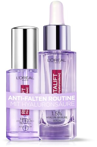 L'Oréal Paris ögonserum med 1,5% hyaluronsyra och 1% koffein för ett strålande ögonområde, 1 x 20 ml & L'Oréal Paris Hyaluron Serum, Revitalift Filler, Anti-Aging ansiktsvård, Anti-rynkor, 30 ml